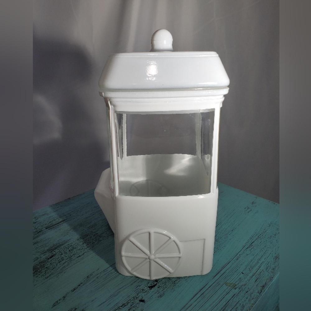 White Ceramic Candy/Brush/Tea/Flower Cart Display Jar